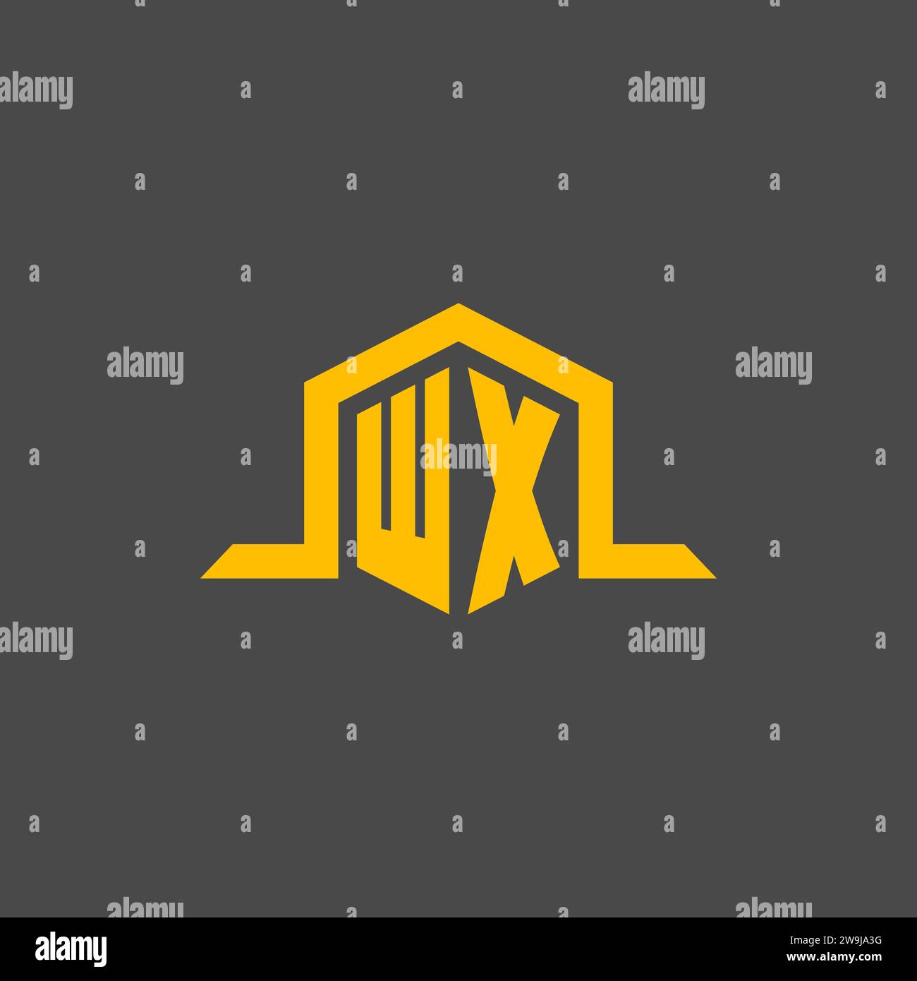 WX monogram initial logo with hexagon style design ideas Stock Vector