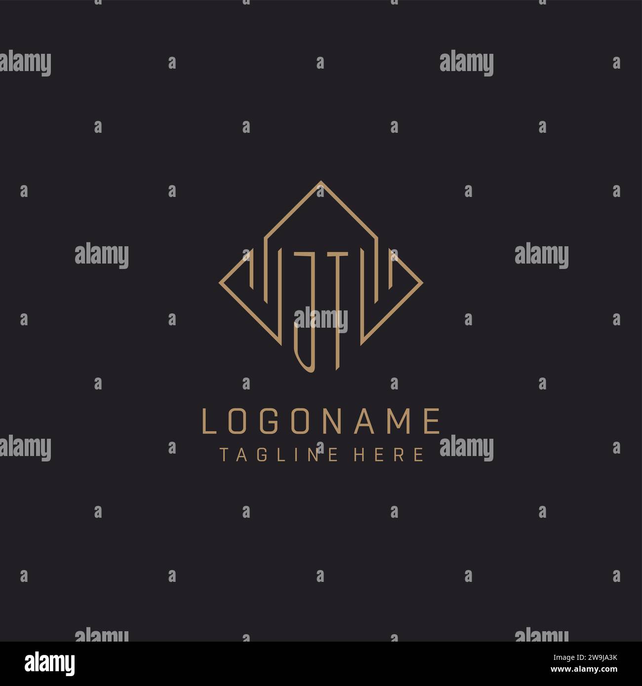 Monogram JT with rhombus line logo style, Luxury elegant logo design ...