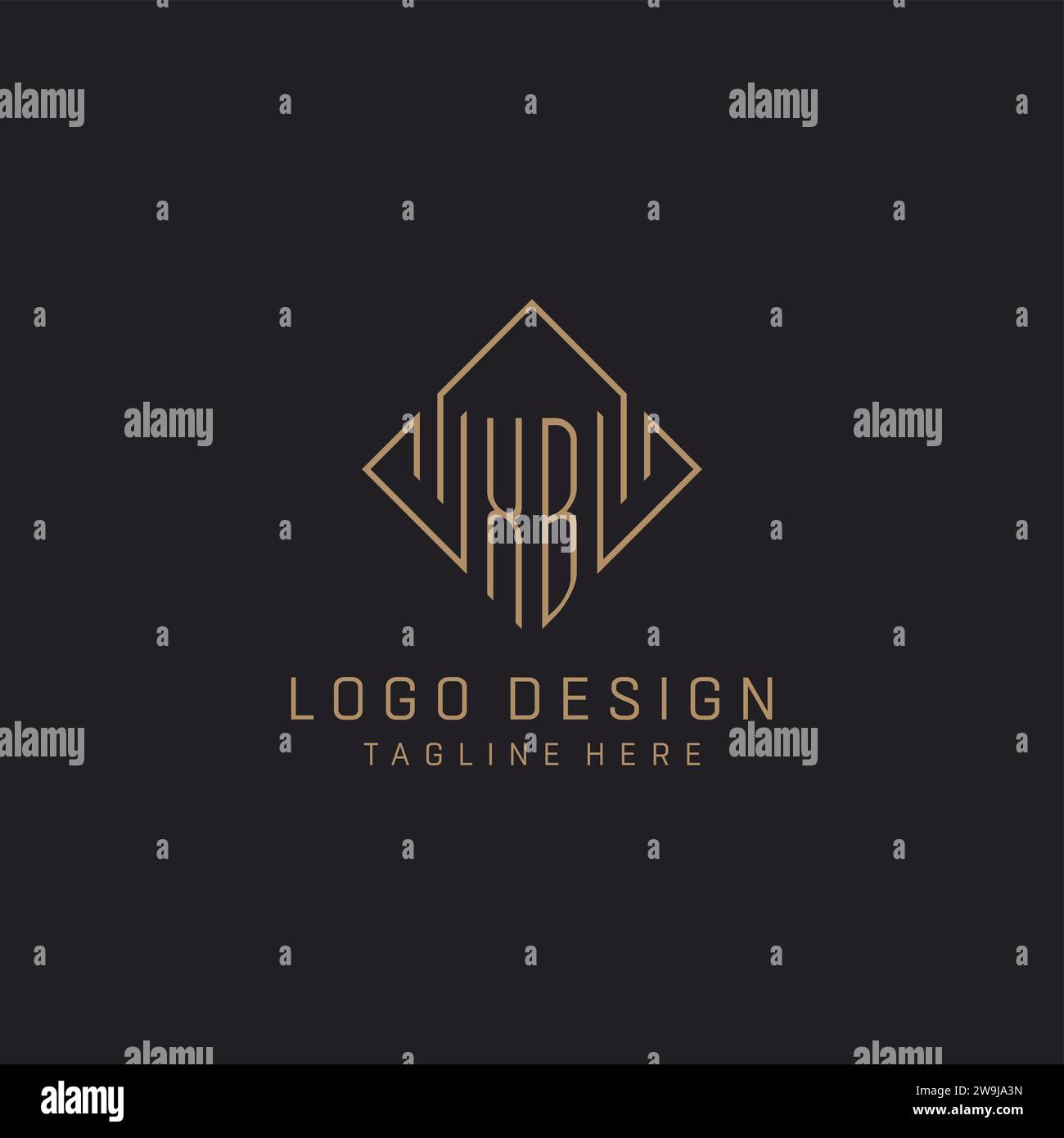 Monogram XB with rhombus line logo style, Luxury elegant logo design ...