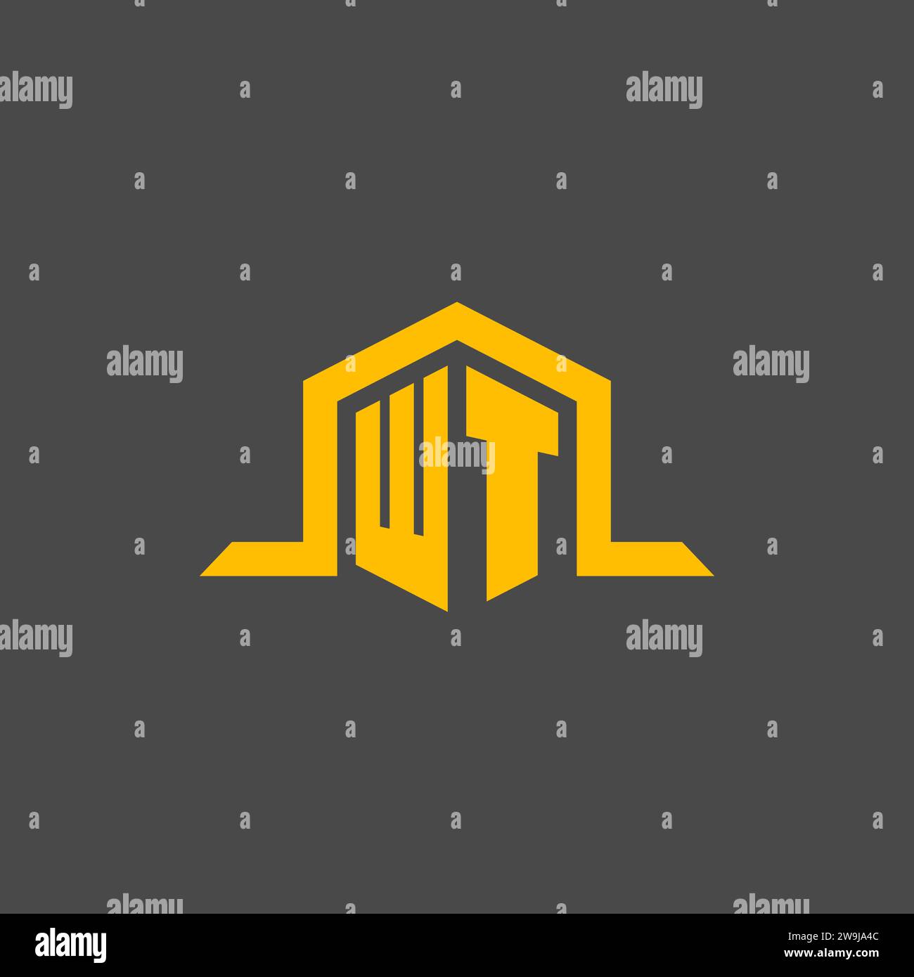 WT monogram initial logo with hexagon style design ideas Stock Vector