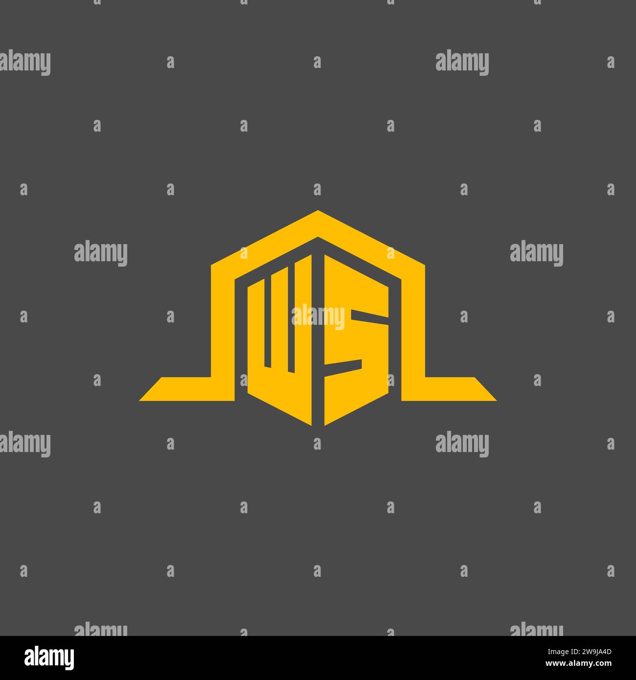 WS monogram initial logo with hexagon style design ideas Stock Vector