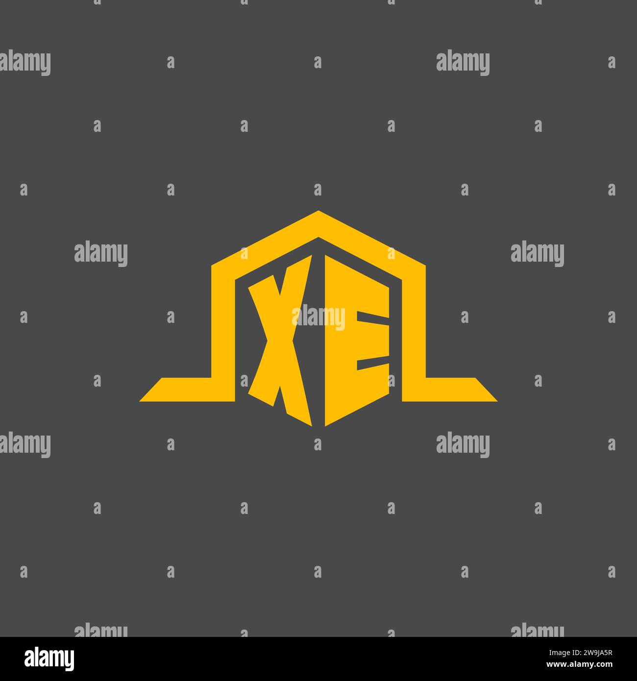 XE monogram initial logo with hexagon style design ideas Stock Vector