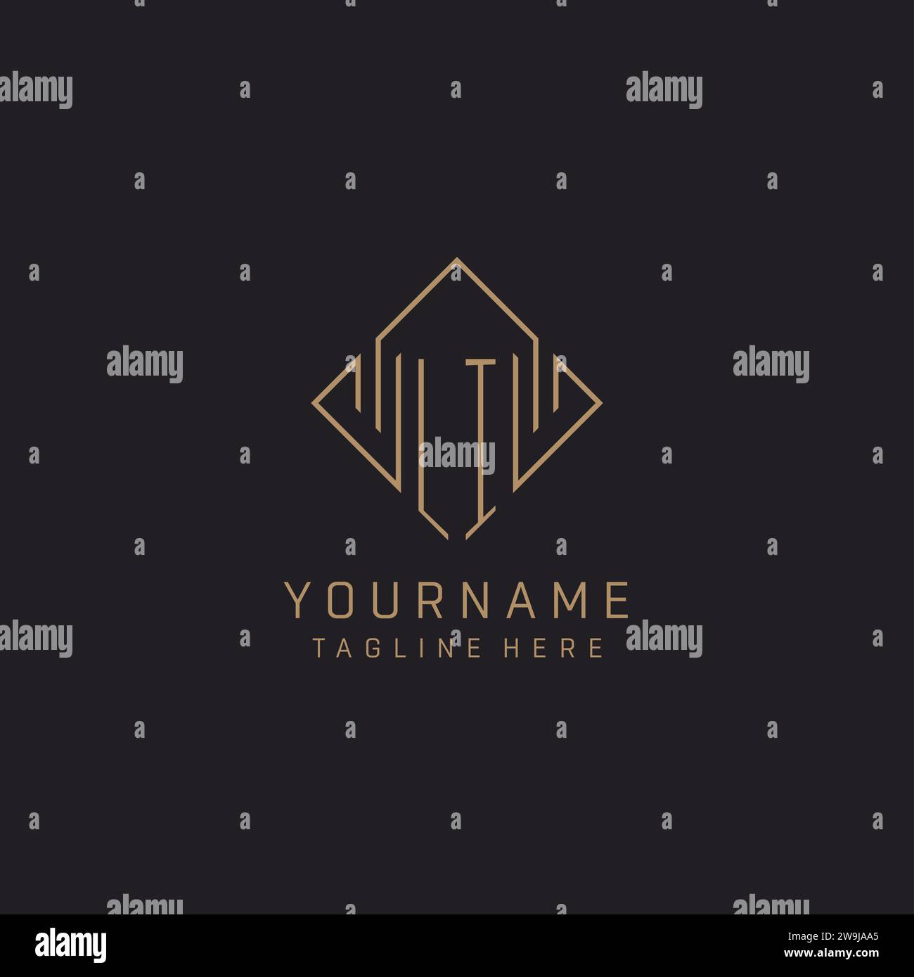 Monogram LI with rhombus line logo style, Luxury elegant logo design ...