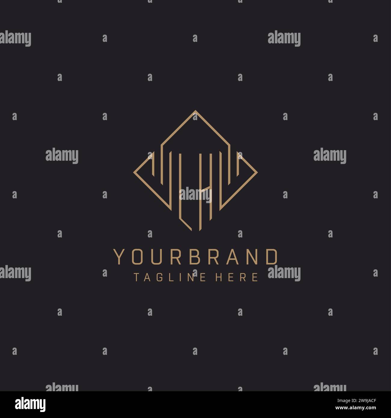 Monogram LH with rhombus line logo style, Luxury elegant logo design ...