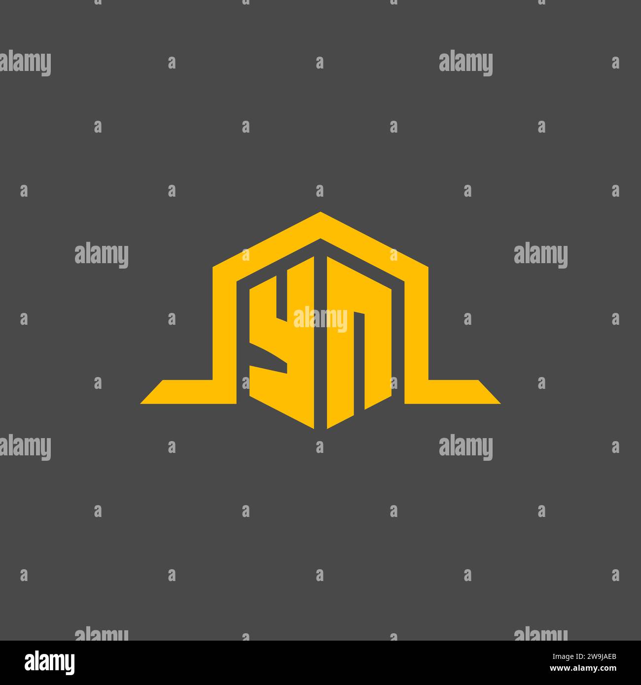 YN monogram initial logo with hexagon style design ideas Stock Vector