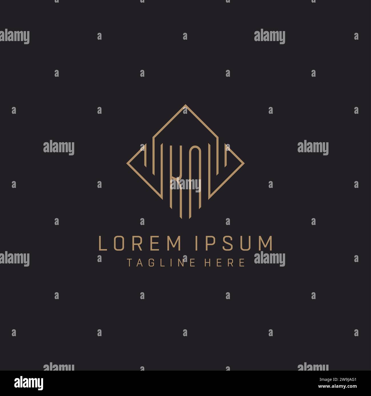Monogram KN with rhombus line logo style, Luxury elegant logo design ...