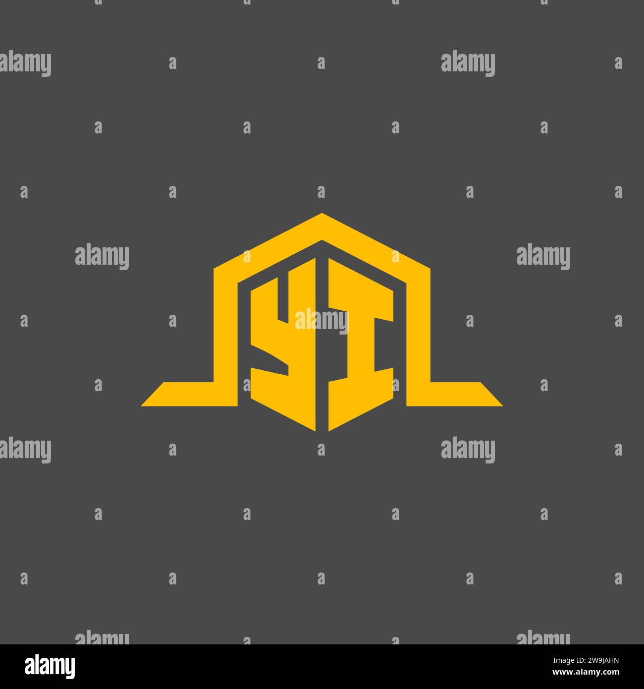 YI monogram initial logo with hexagon style design ideas Stock Vector
