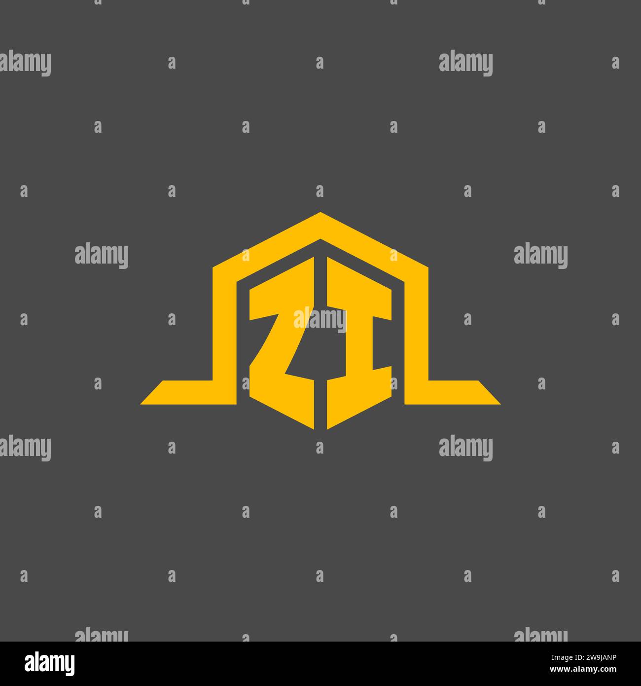 ZI monogram initial logo with hexagon style design ideas Stock Vector