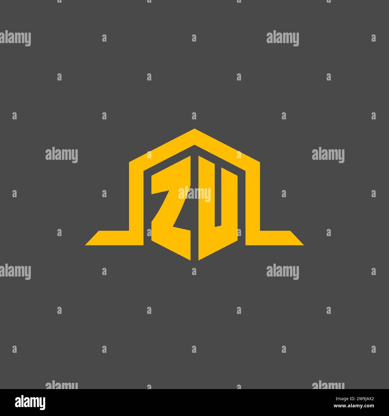 ZU monogram initial logo with hexagon style design ideas Stock Vector