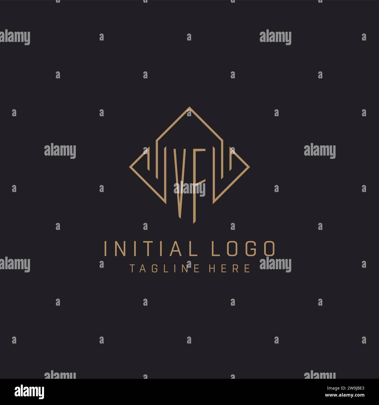 Monogram VF with rhombus line logo style, Luxury elegant logo design ...