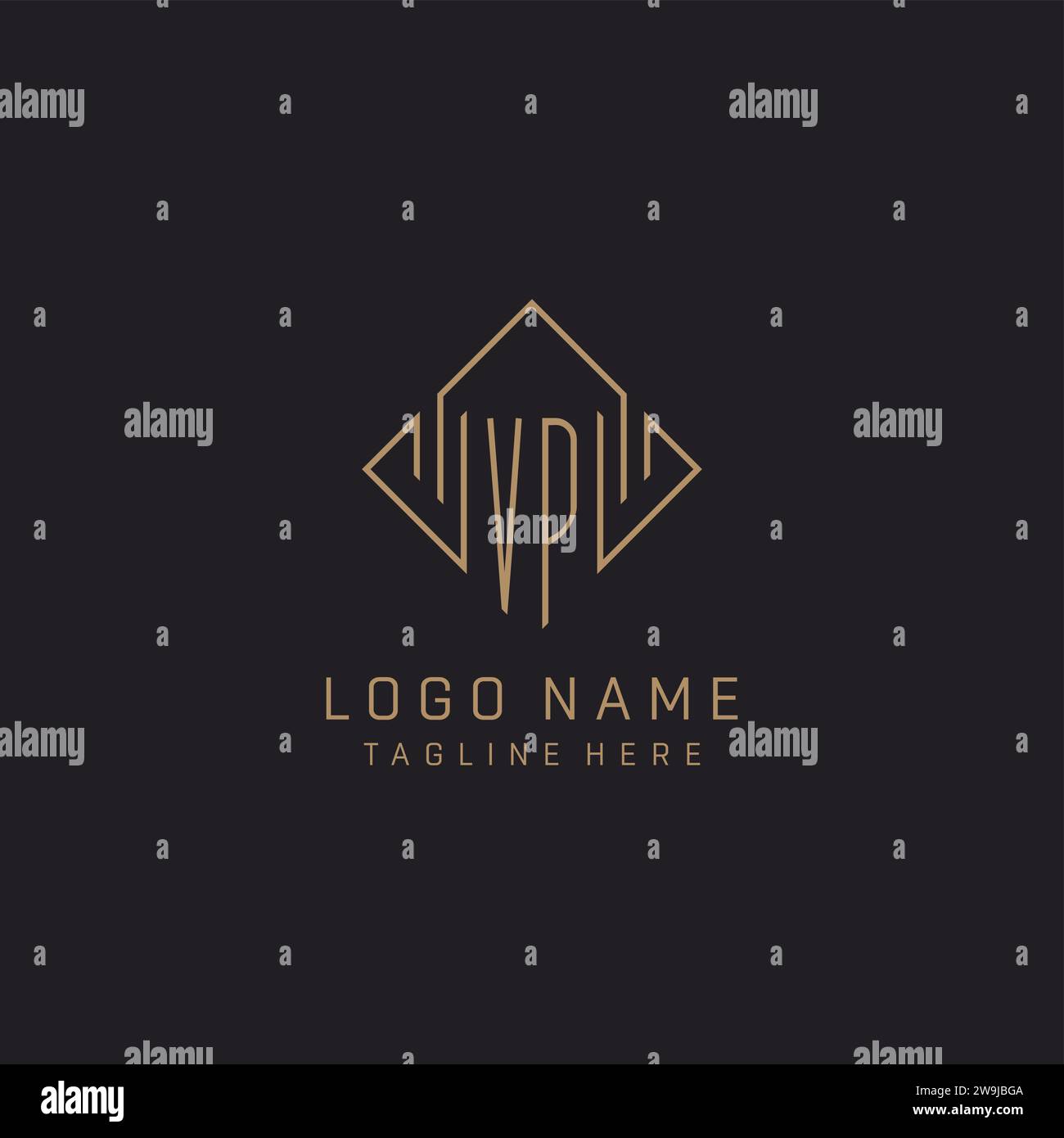 Vp Monogram Vector Monogram VP with rhombus line logo style, Luxury elegant logo design ...
