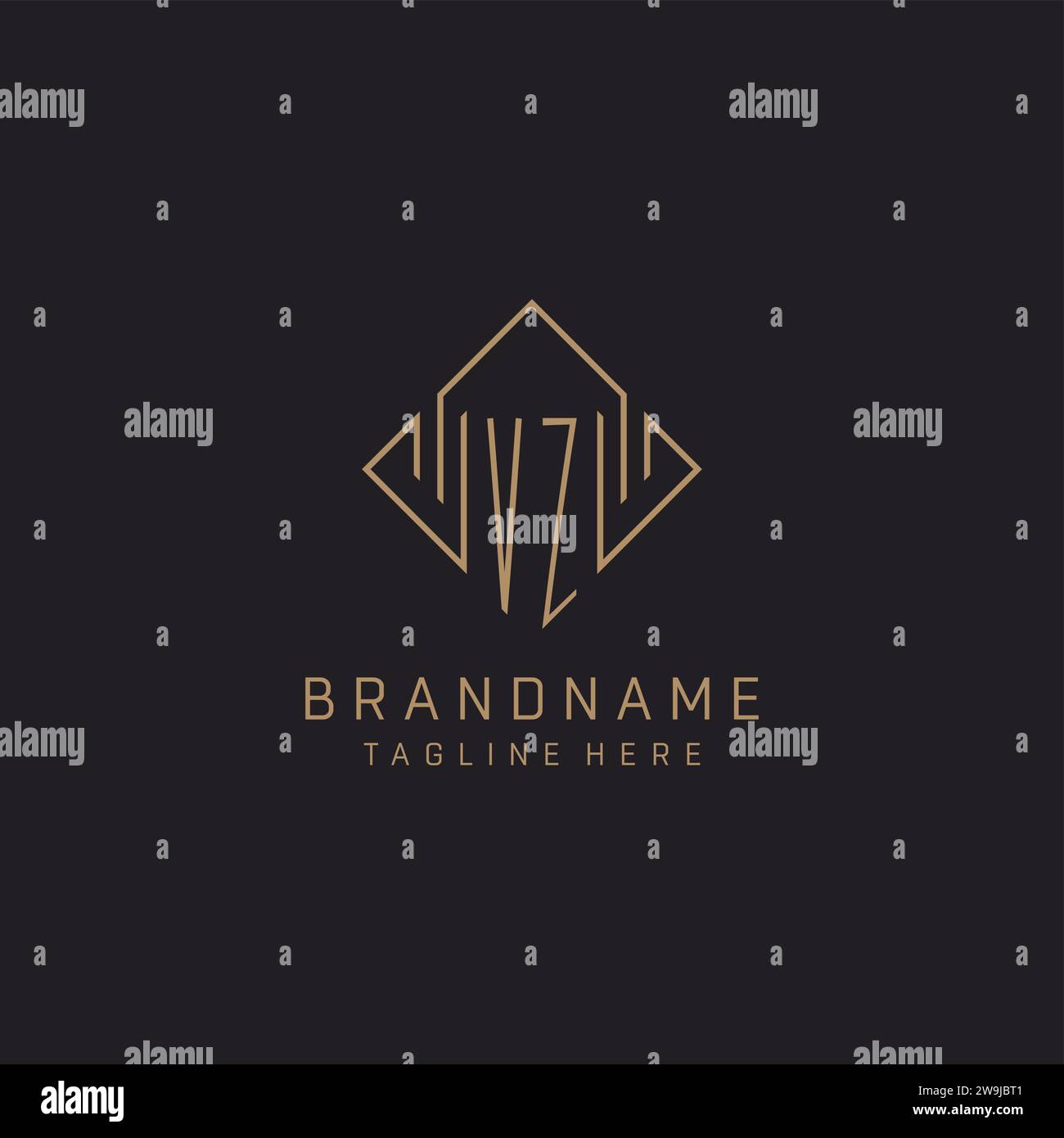 Monogram VZ with rhombus line logo style, Luxury elegant logo design ...