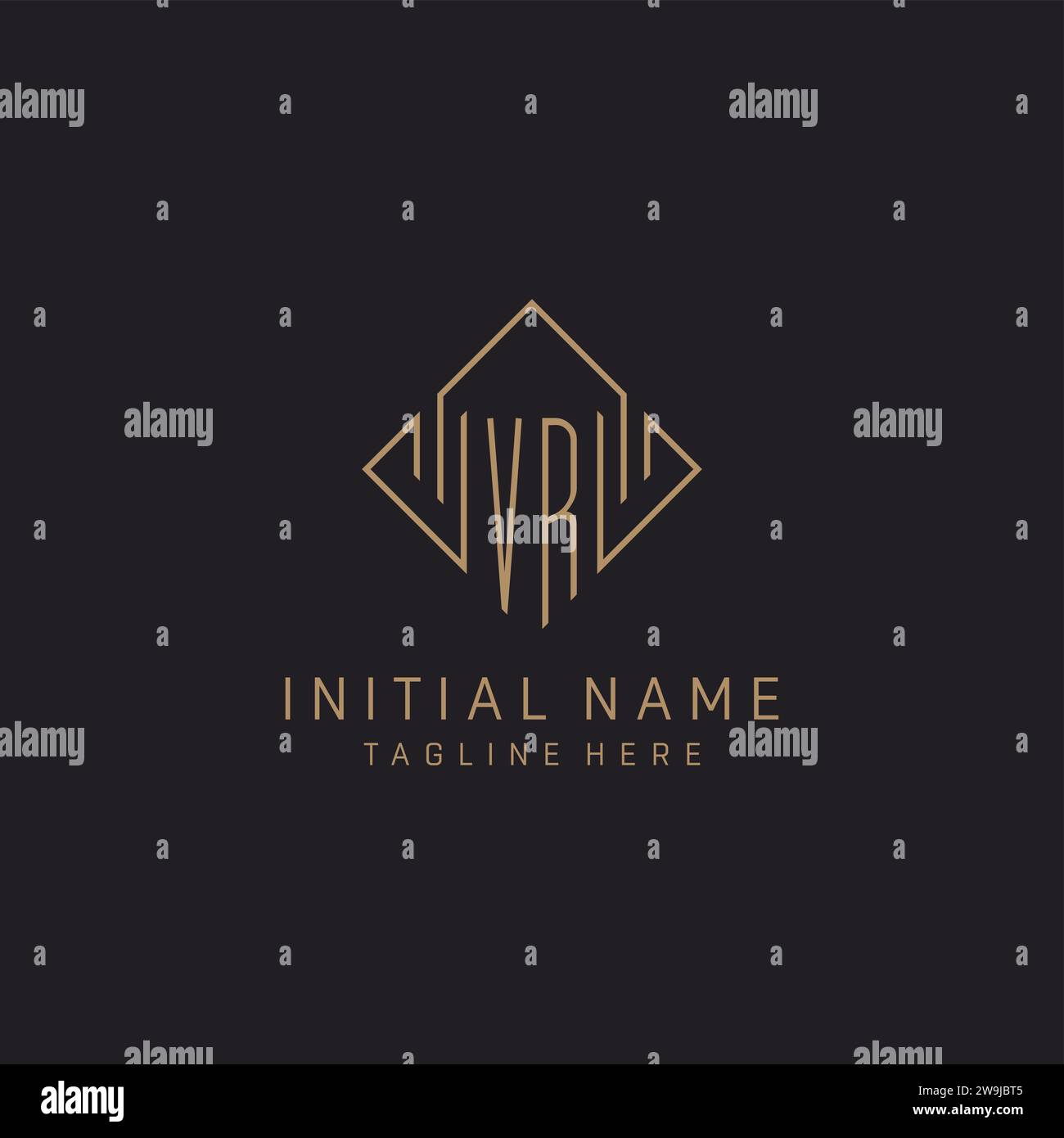 Monogram VR with rhombus line logo style, Luxury elegant logo design ...