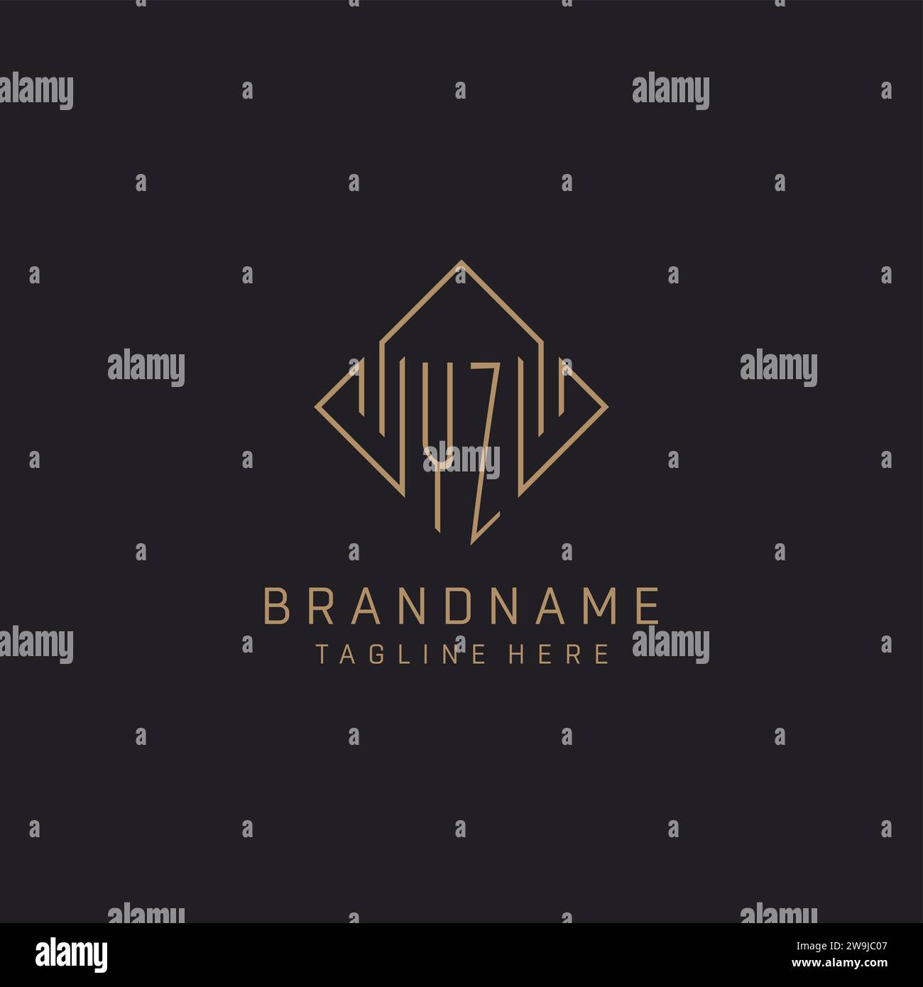 Monogram YZ with rhombus line logo style, Luxury elegant logo design ...
