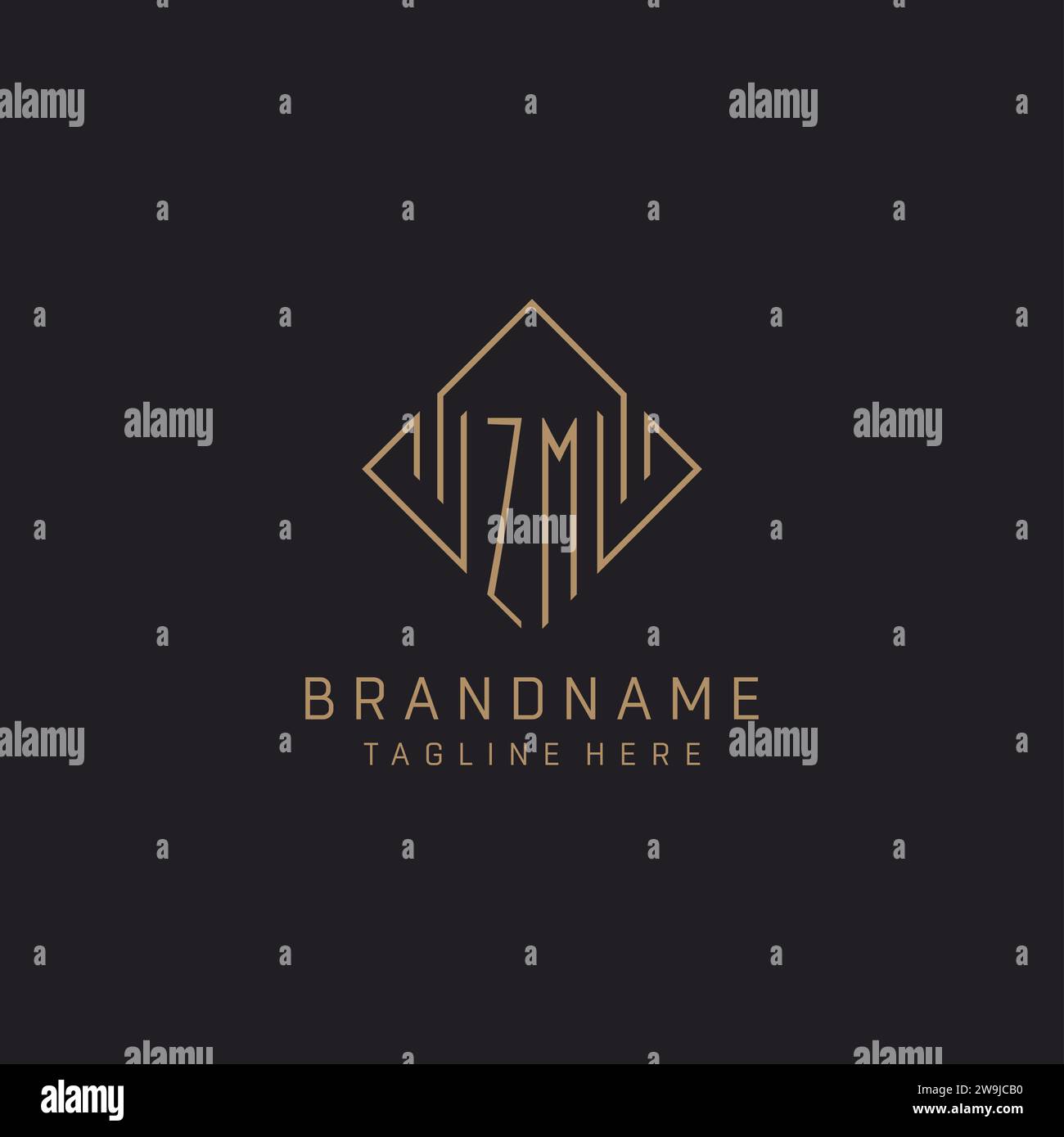 Monogram ZM with rhombus line logo style, Luxury elegant logo design ...