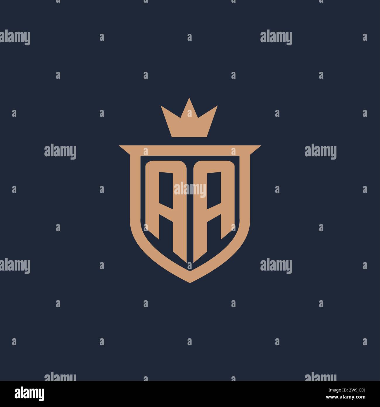 Aa logo monogram shield shape with crown design Vector Image