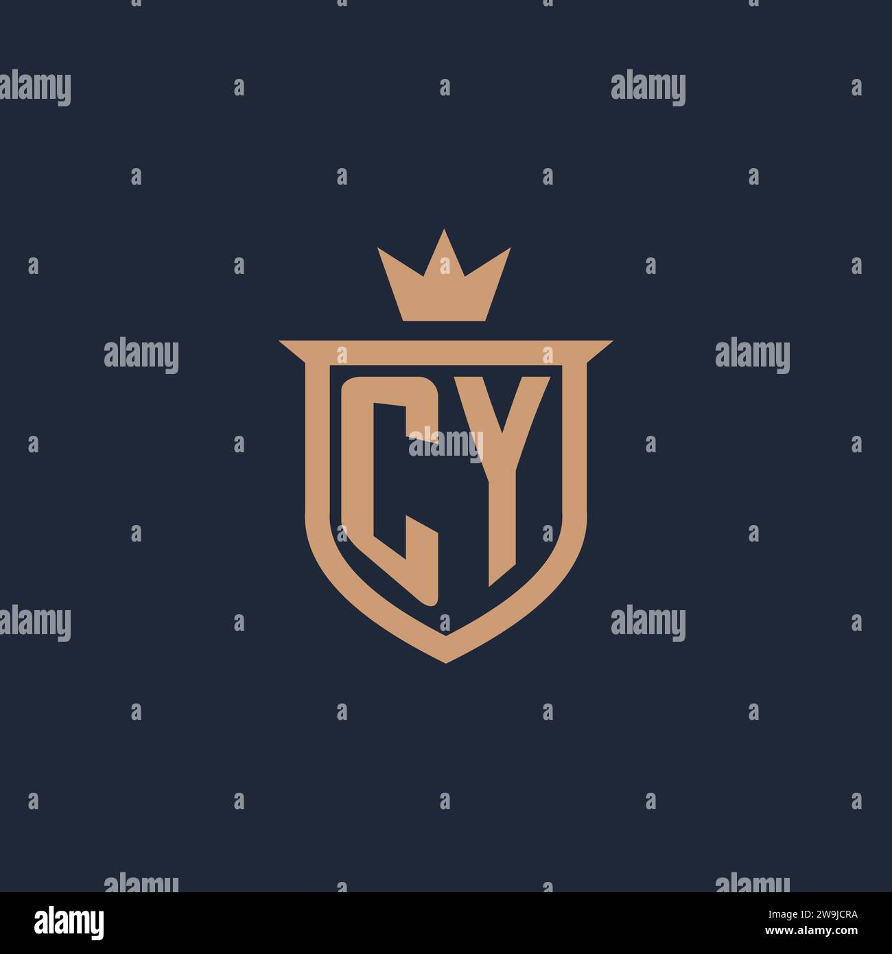 CY monogram initial logo with shield and crown style design ideas Stock Vector