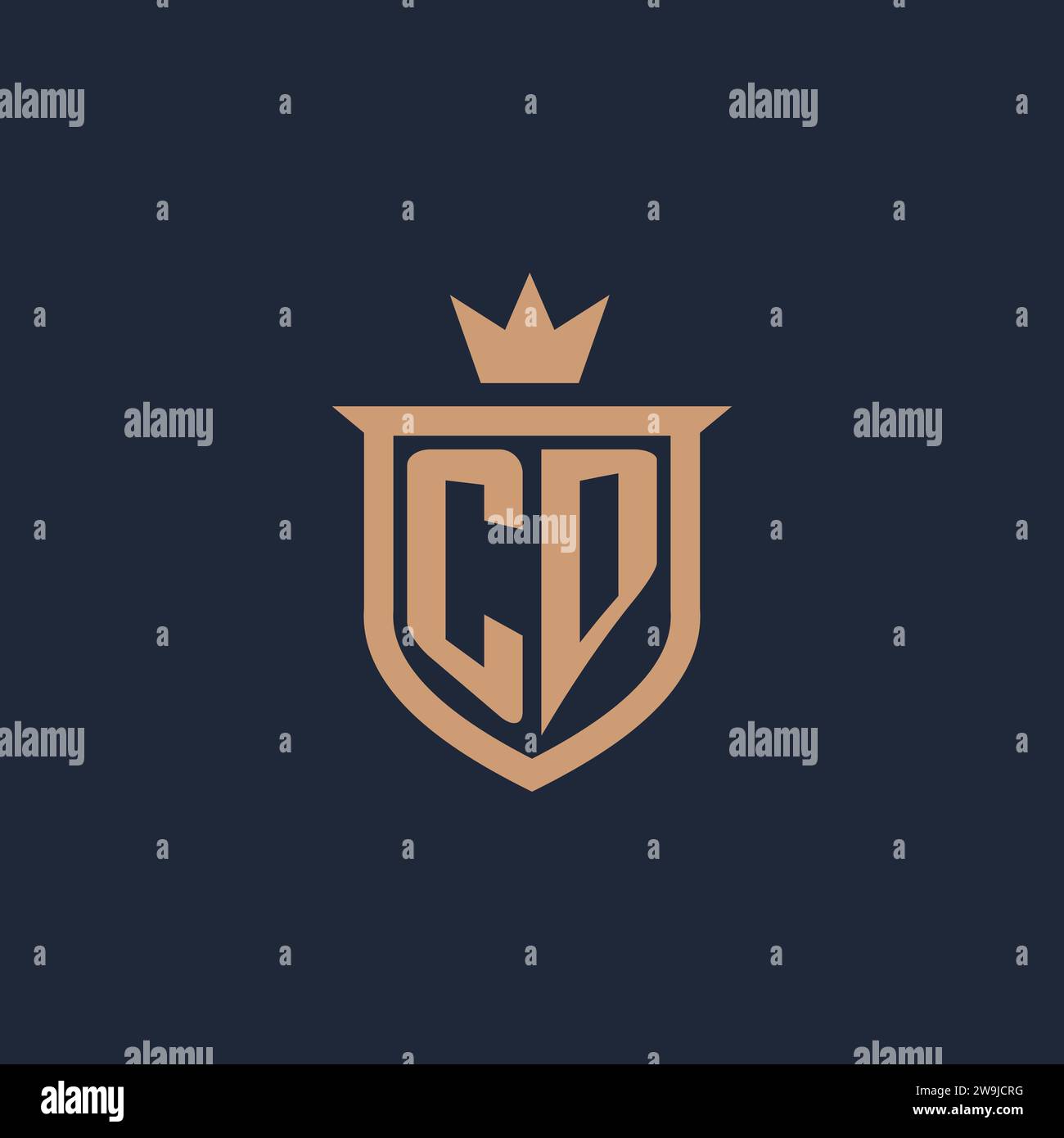 CD monogram initial logo with shield and crown style design ideas Stock Vector