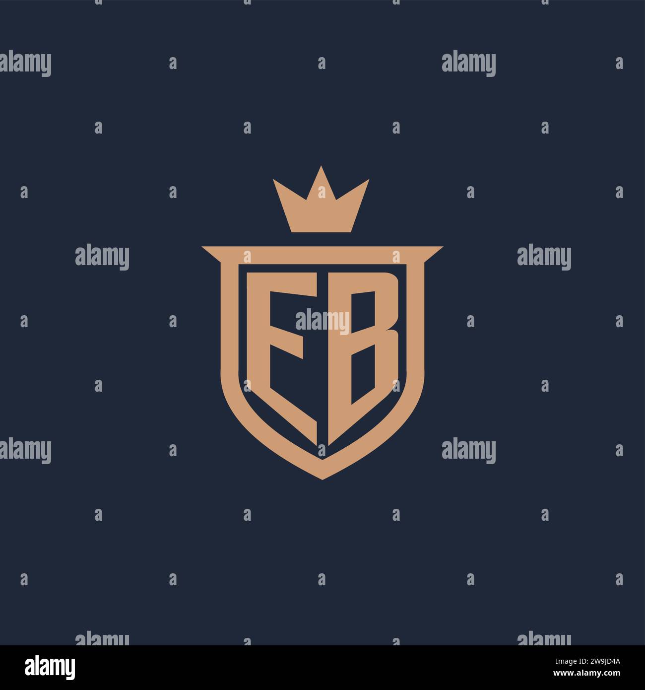 EB monogram initial logo with shield and crown style design ideas Stock Vector