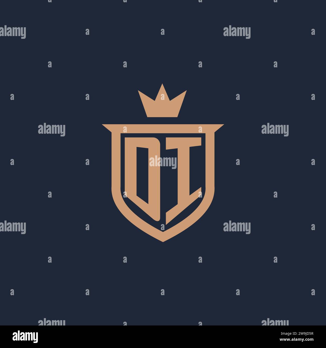 DI monogram initial logo with shield and crown style design ideas Stock Vector