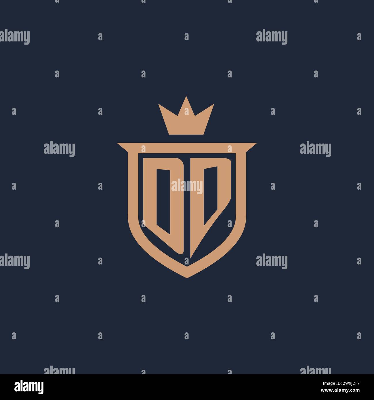 DD monogram initial logo with shield and crown style design ideas Stock Vector