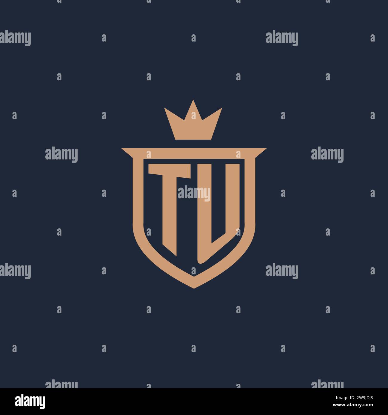 TU monogram initial logo with shield and crown style design ideas Stock Vector