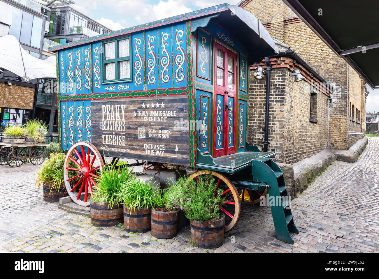 London, UK - May 23, 2023: Peaky Blinders carriage as immersive experience in Camden Town Market, London, England United Kingdom Stock Photo