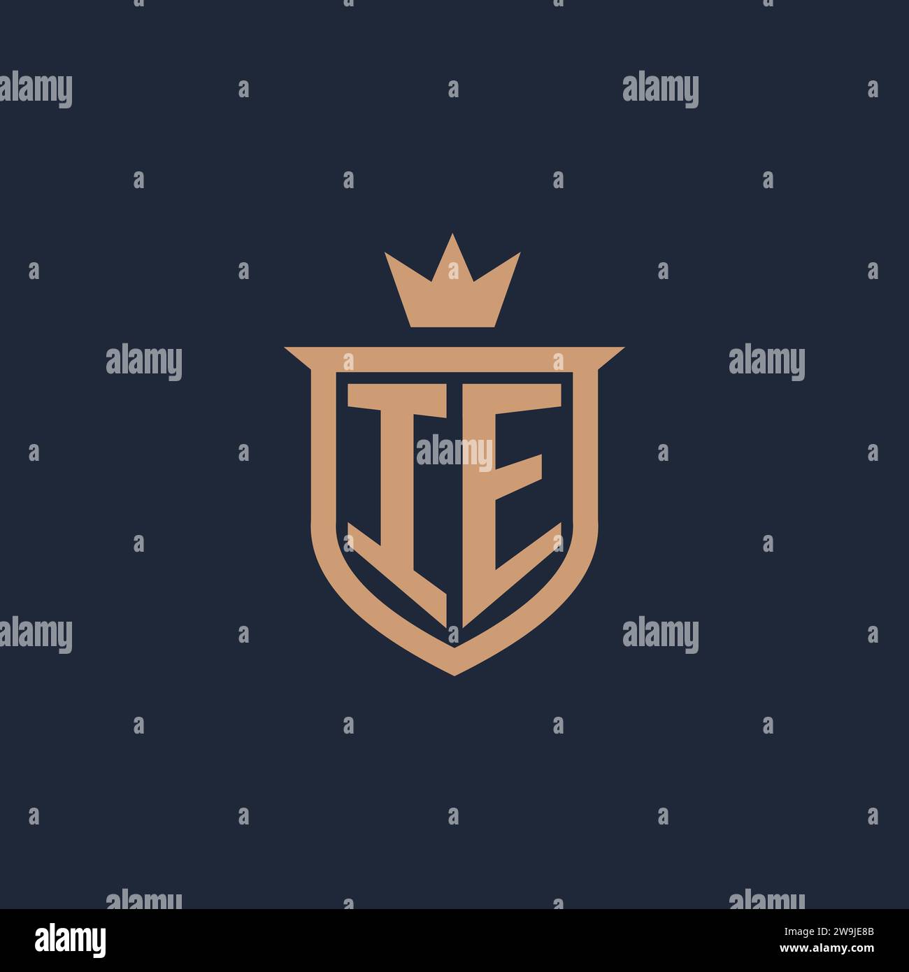 IE monogram initial logo with shield and crown style design ideas Stock Vector