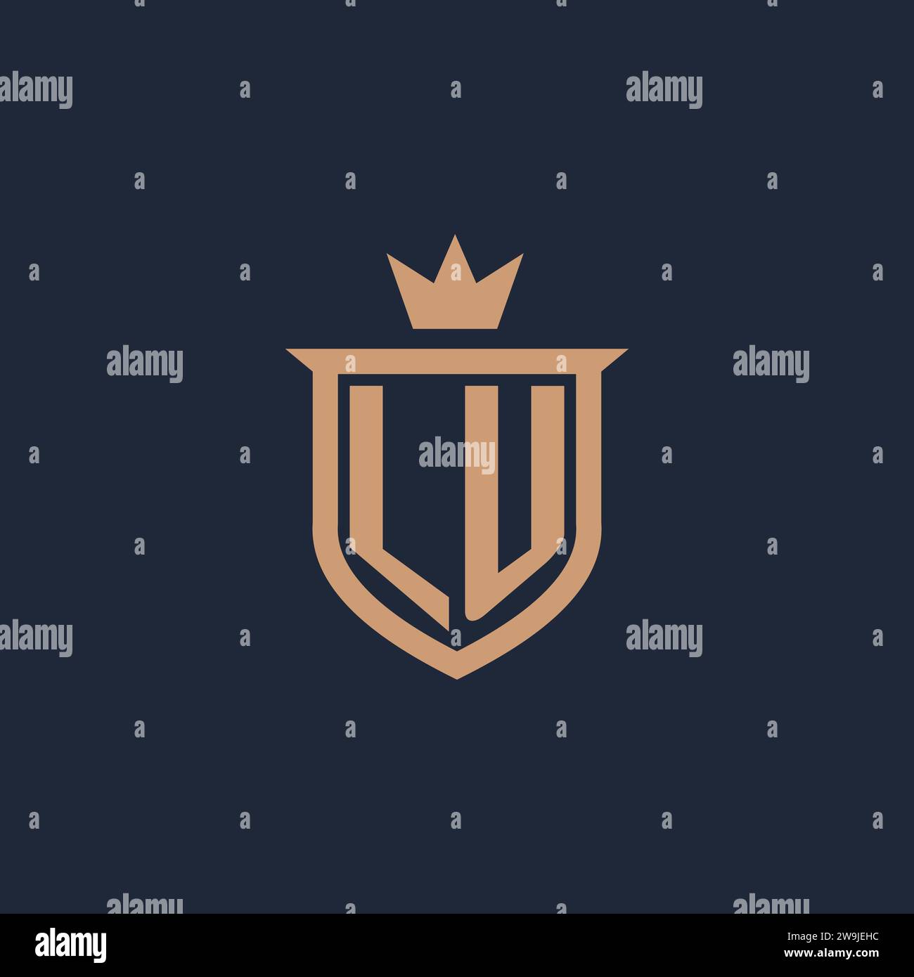 LU monogram initial logo with shield and crown style design ideas Stock Vector