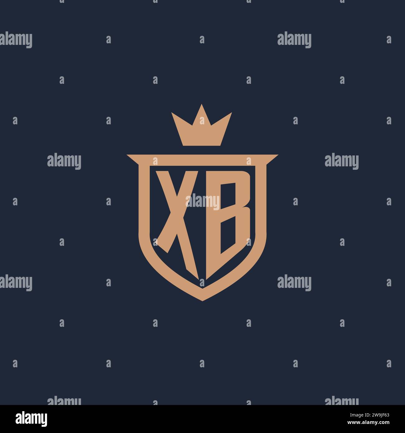 XB monogram initial logo with shield and crown style design ideas Stock Vector