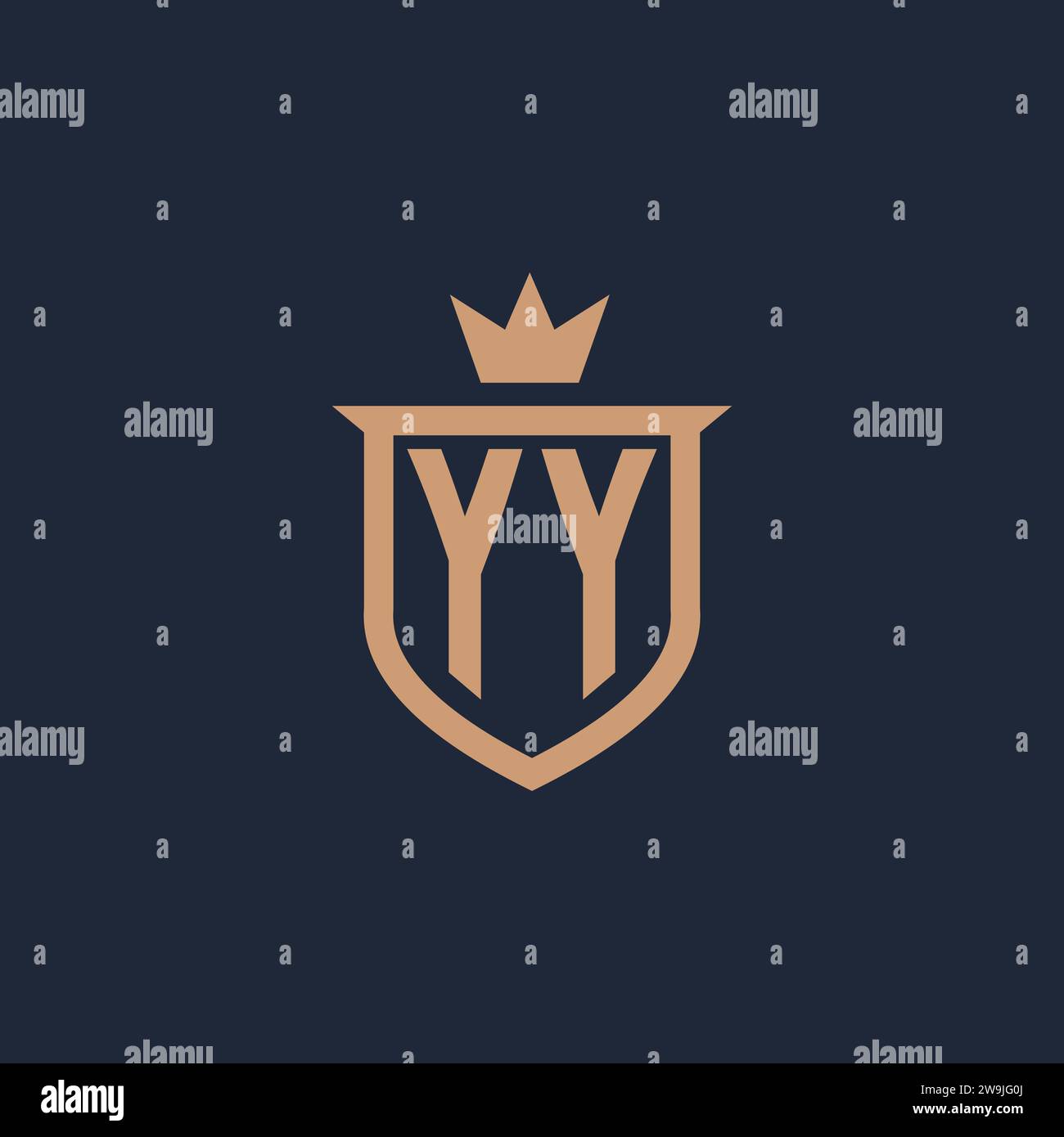 YY monogram initial logo with shield and crown style design ideas Stock Vector
