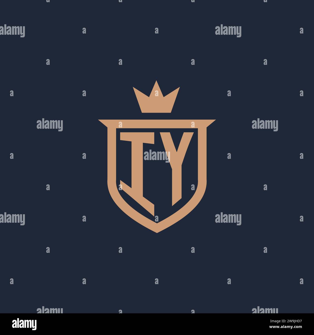 IY monogram initial logo with shield and crown style design ideas Stock Vector