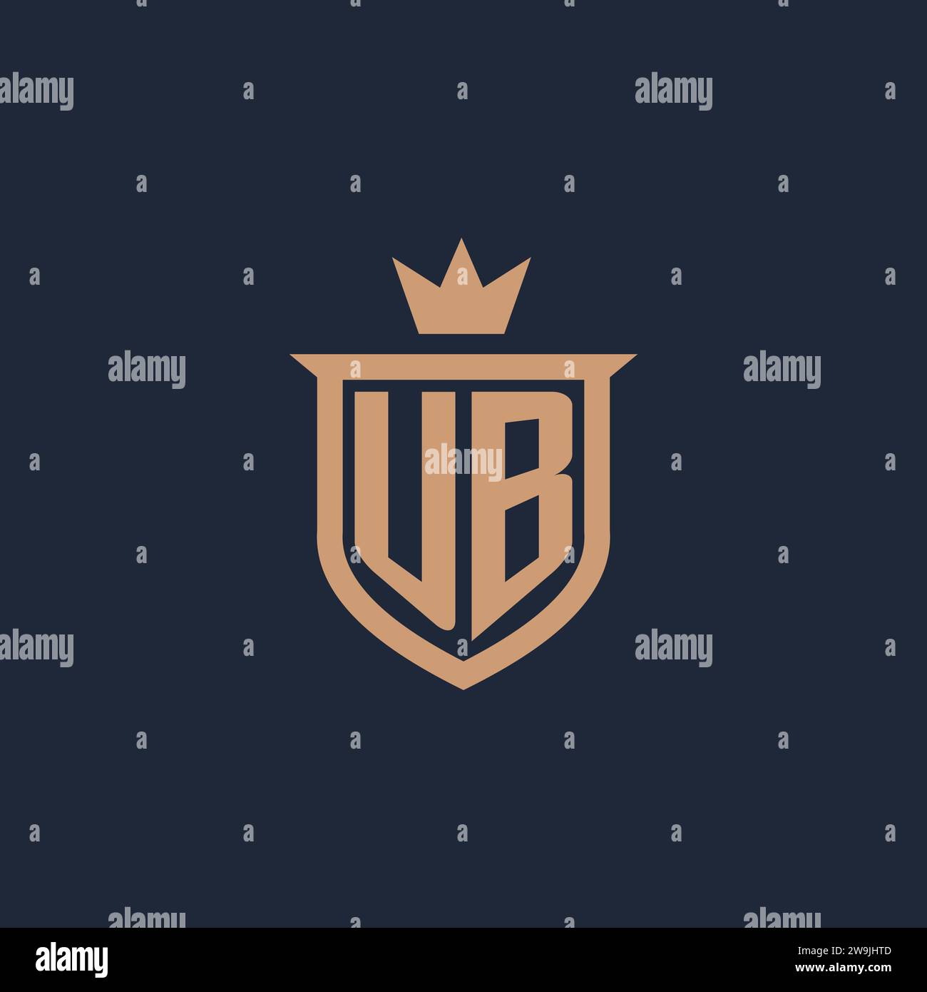 UB monogram initial logo with shield and crown style design ideas Stock Vector