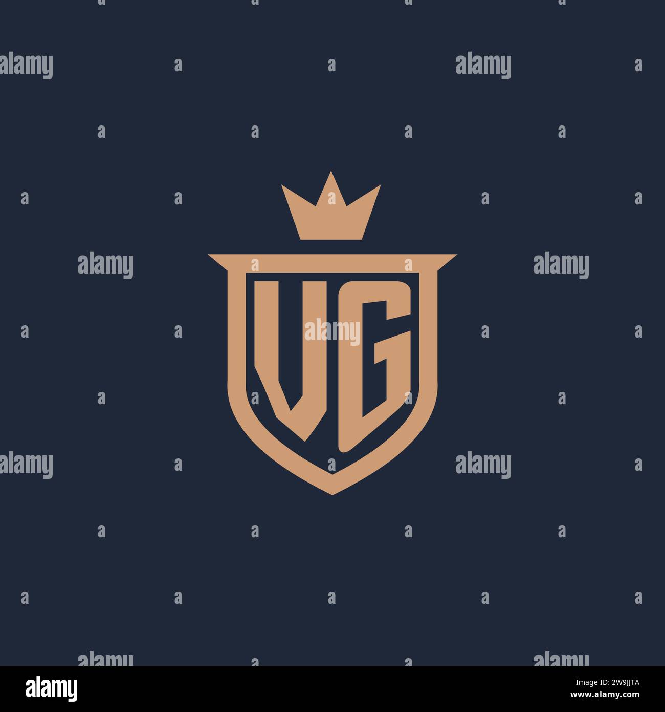 VG monogram initial logo with shield and crown style design ideas Stock Vector