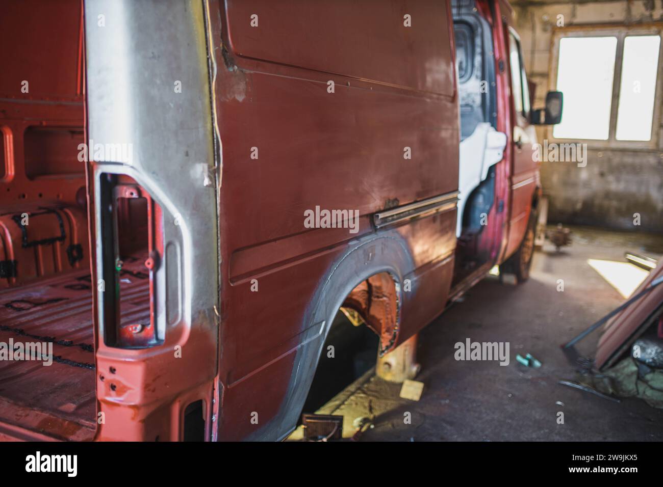 Restoration and body repair of a truck, welding and replacement of body