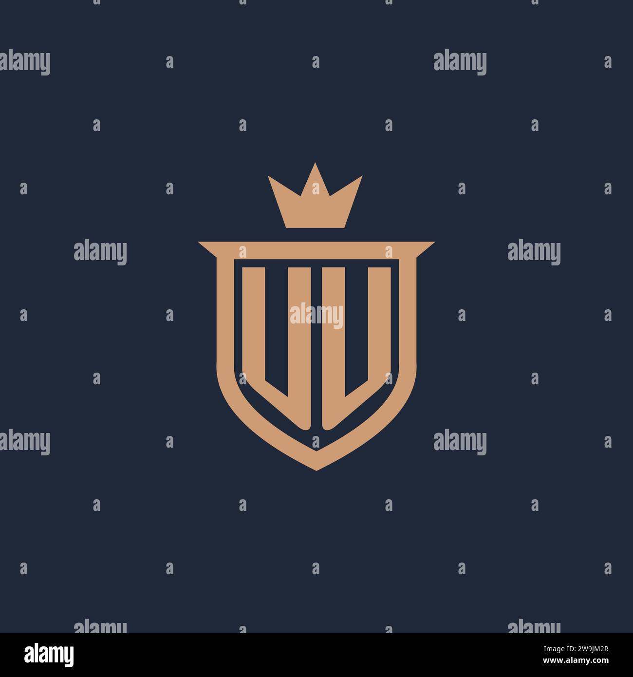 UU monogram initial logo with shield and crown style design ideas Stock Vector