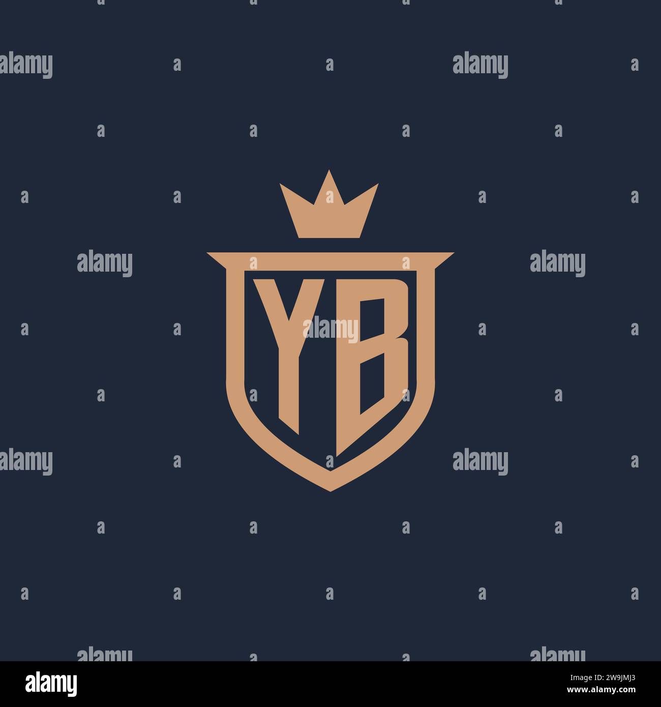 YB monogram initial logo with shield and crown style design ideas Stock Vector