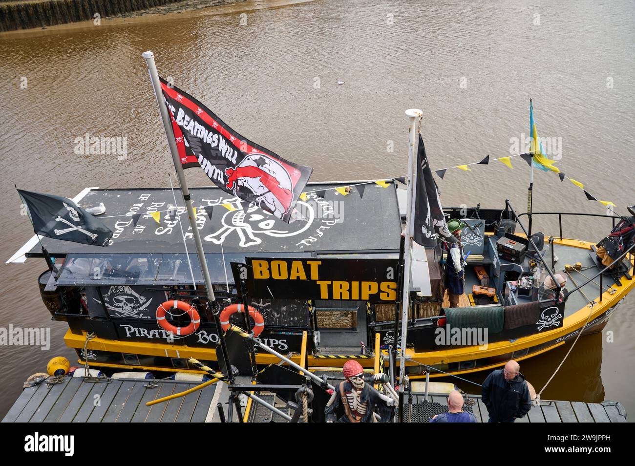 Pirate boat trips from Whitby harbour Stock Photo