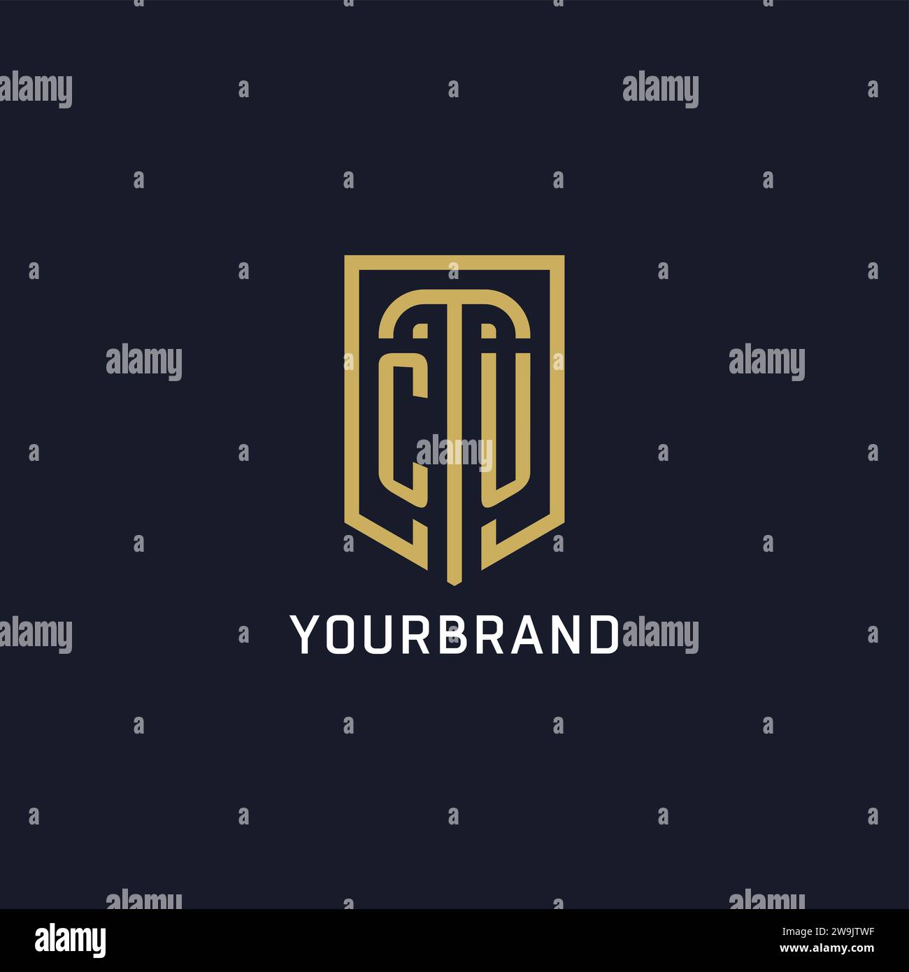 Initial CU shield logo luxury style, Creative company logo design vector graphic Stock Vector