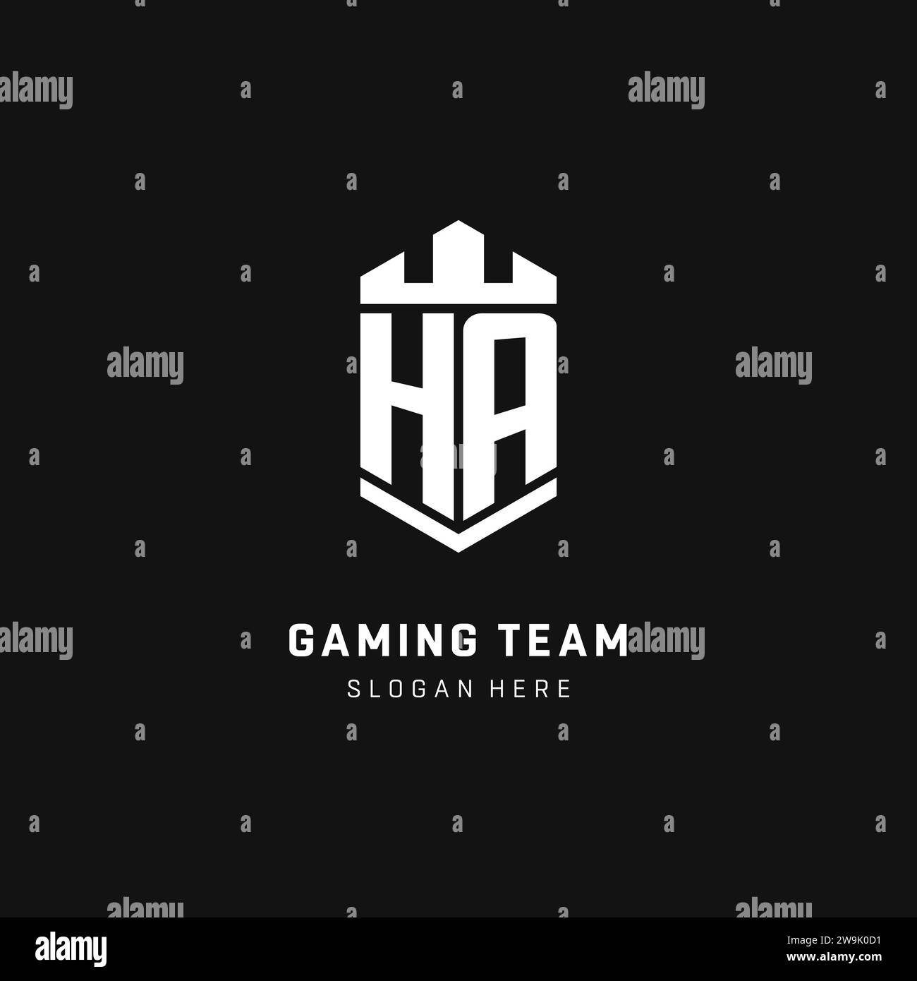 HA monogram logo initial with crown and shield guard shape style vector graphic Stock Vector