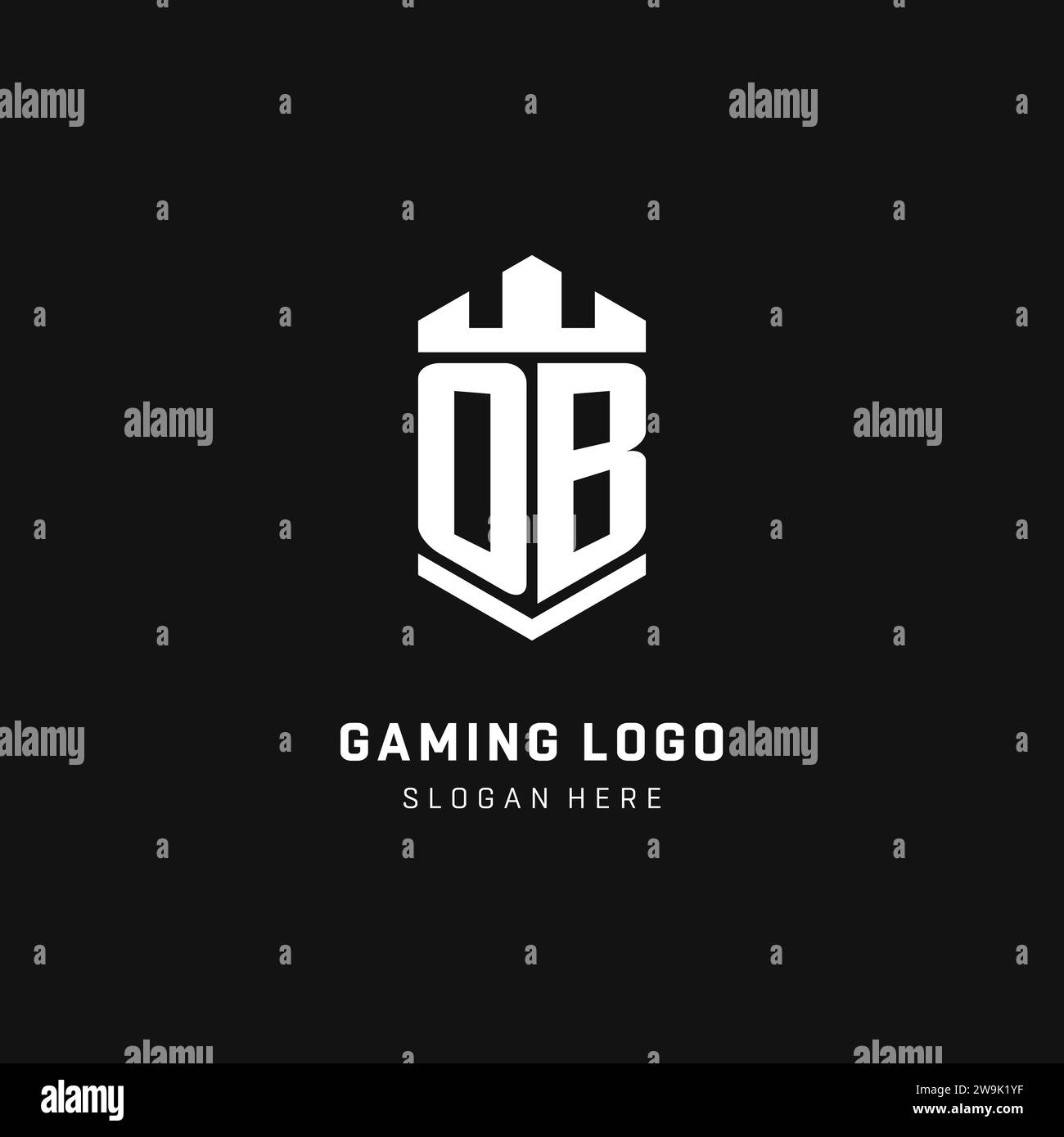 OB monogram logo initial with crown and shield guard shape style vector graphic Stock Vector