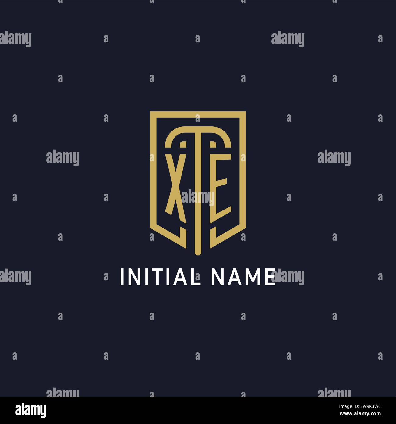 Initial XE shield logo luxury style, Creative company logo design ...