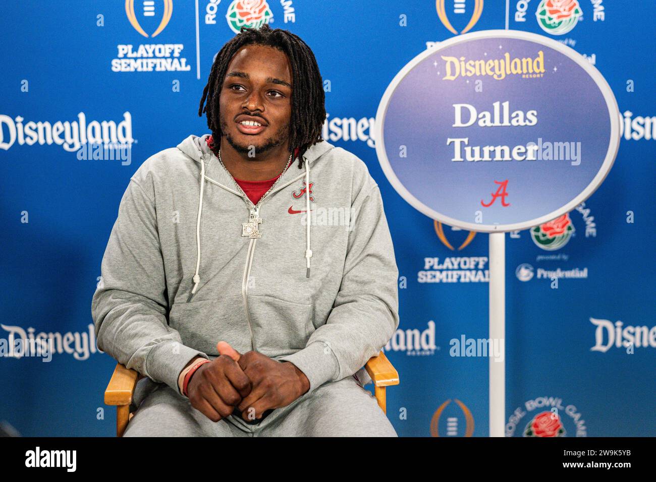 Alabama Crimson Tide linebacker Dallas Turner during the Rose Bowl welcome event for Alabama Crimson Tide and Michigan Wolverines, Wednesday, December Stock Photo
