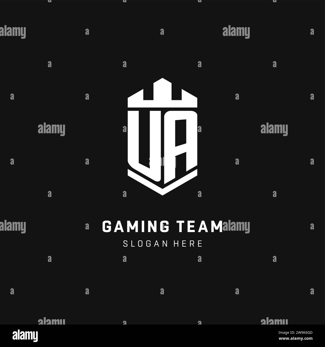 UA monogram logo initial with crown and shield guard shape style vector graphic Stock Vector