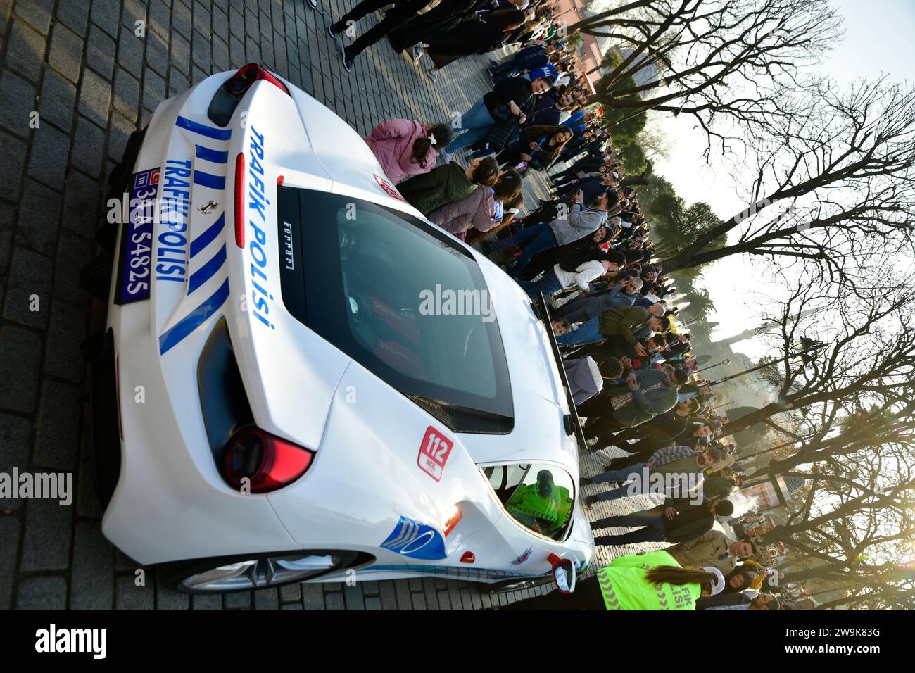 Ferrari Police car, supercar. Ferrari seized from criminal organizations became police car Ferrari 488 GTB   Istanbul Sultanahmet Square 12 27 2023 Stock Photo