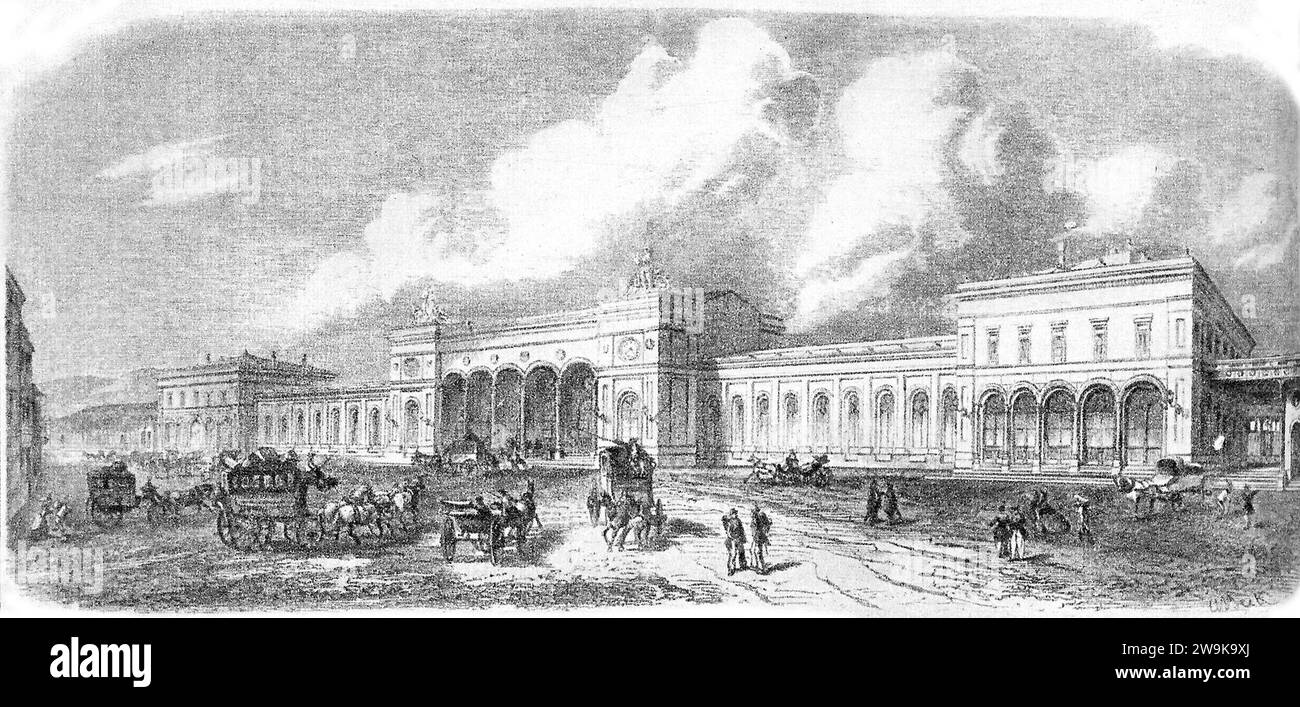 Zentralbahnhof Basel 1861. Stock Photo
