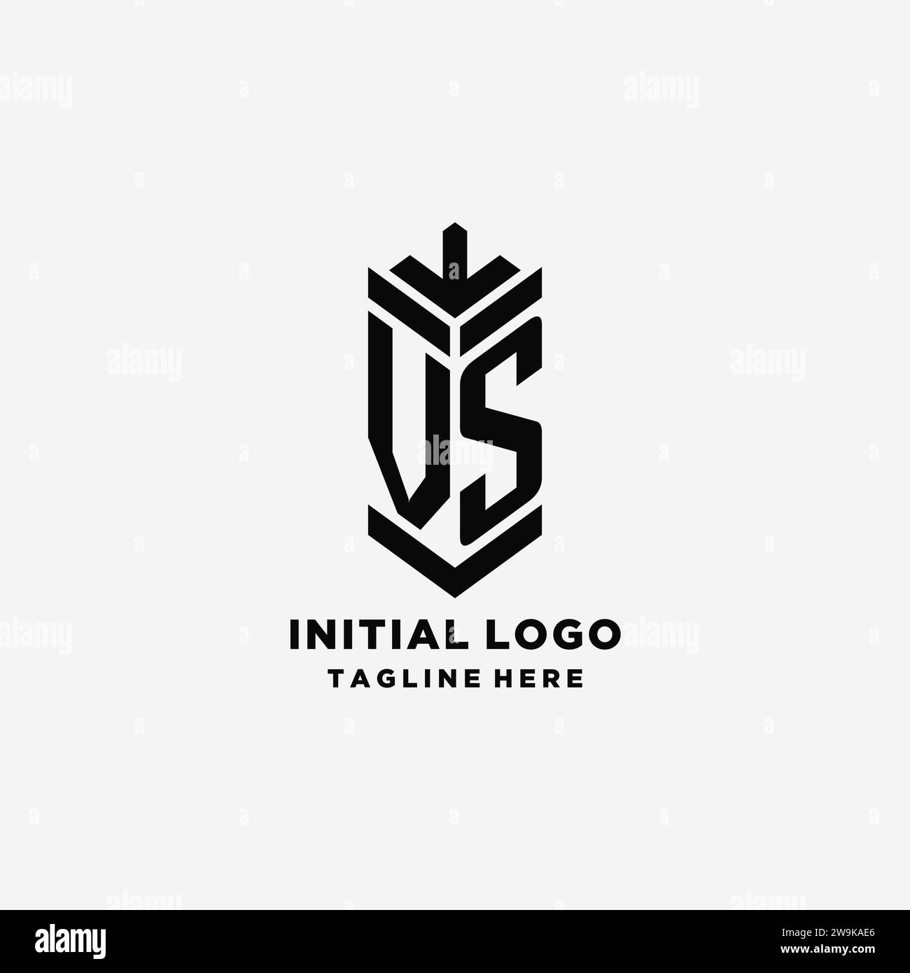Initials VS shield logo design, creative monogram logo inspiration vector graphic Stock Vector