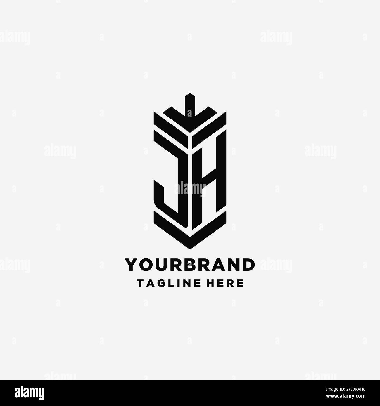 Initials JH Shield Logo Design Creative Monogram Logo Inspiration Vector Graphic Stock Vector