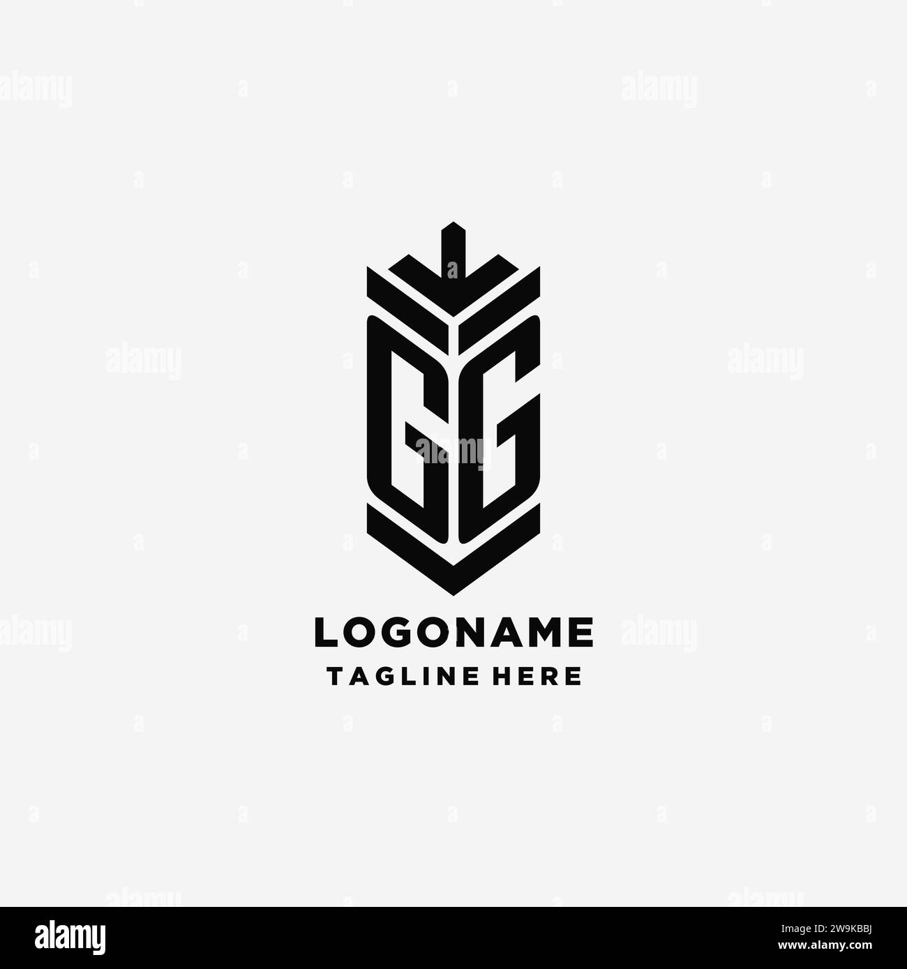 Initials GG shield logo design, creative monogram logo inspiration