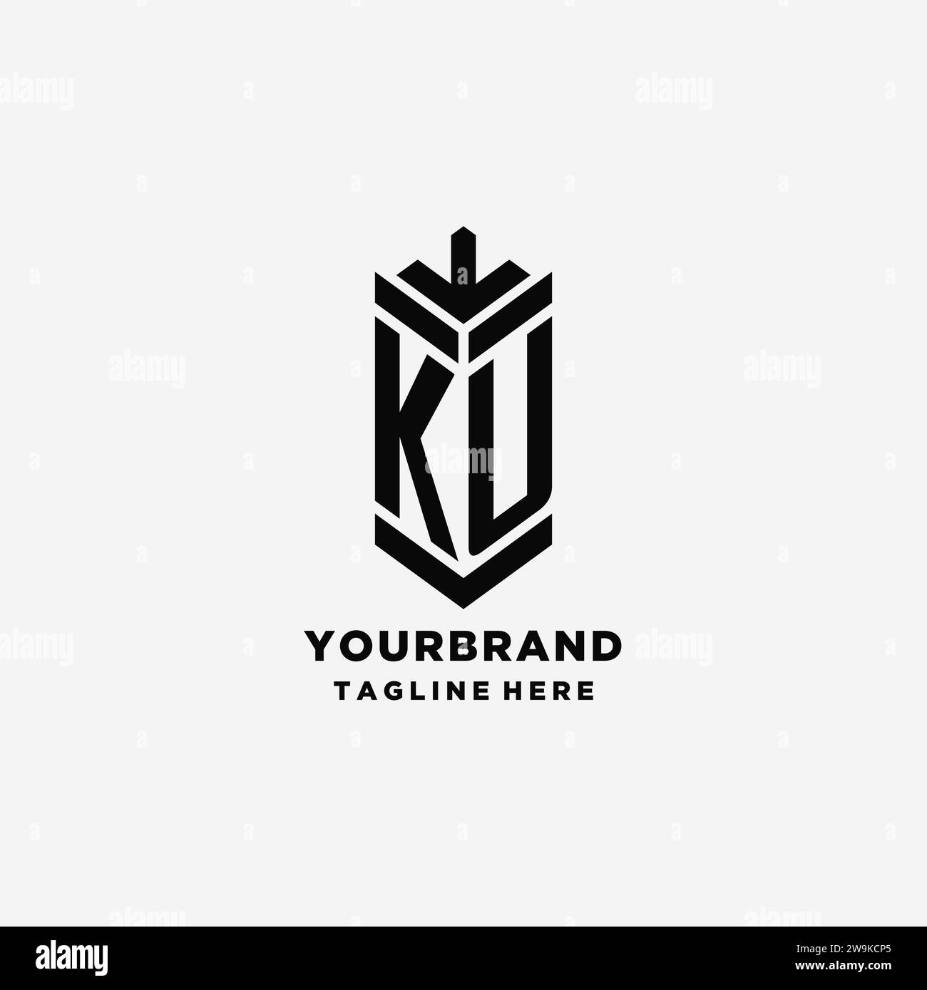 Initials KU shield logo design, creative monogram logo inspiration vector graphic Stock Vector